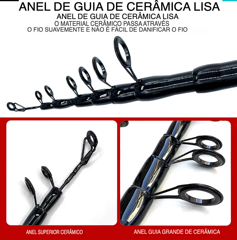 vara com carretilha e anel guia