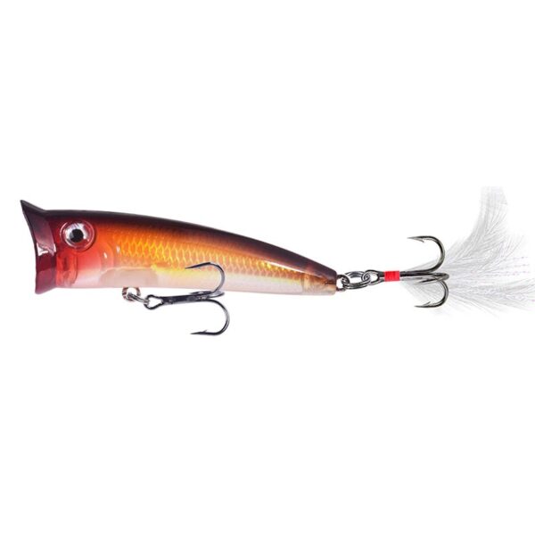 Isca artificial meia água popper laranja e preto