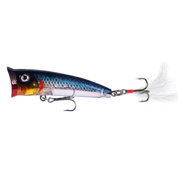 Isca artificial meia água popper azul e laranja