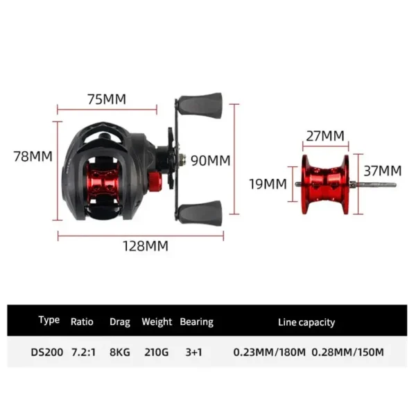 Carretilha Baitcasting Drag 8Kg High Speed 7.2:1 - Imagem 2